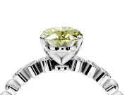 Solitaire Engagement Ring Setting for Fancy Yellow Oval Center with Bezel-Dot Beaded Band and Prong Head in White Gold
