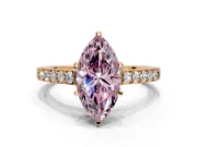 Solitaire Engagement Ring Setting for Fancy Pink Marquise Center with Crossover Accents and Prong Head in Rose Gold