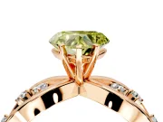 Solitaire Engagement Ring Setting for Fancy Yellow Heart-Shaped Center with Criss-Cross Accent Band and Prong Head in Rose Gold
