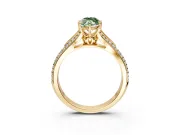 Solitaire Engagement Ring Setting for Fancy Green Marquise Center with Pave Rail Split Shank and Prong Head in Yellow Gold