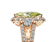 Halo Engagement Ring Setting for Fancy Yellow Marquise Center with Two-Strand Split Shank and Prong Head in Rose Gold