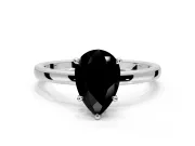 Hidden Halo Engagement Ring Setting for Fancy Black Pear-Shaped Center with Plain Band and Tall Prong Head in Sterling Silver