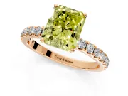 Open Basket Engagement Ring Setting for Fancy Yellow Radiant Cut Center with Pave Band and Prong Head in Rose Gold