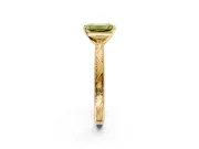 Solitaire Engagement Ring Setting for Fancy Yellow Emerald Cut Center with Engraved Milgrain Band and Prong Head in Yellow Gold