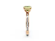 Solitaire Engagement Ring Setting for Fancy Yellow Asscher Cut Center with Channel Baguette Band and Prong Head in Rose Gold