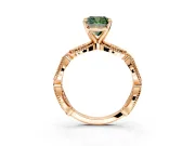 Solitaire Engagement Ring Setting for Fancy Green Cushion Cut Center with Marquise Panel Band and Prong Head in Rose Gold