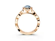 Halo Engagement Ring Setting for Fancy Blue Pear-Shaped Center with Pave and Plain Twist Band and Prong Head in Rose Gold