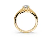 Solitaire Engagement Ring Setting for Pear-Shaped Center with Reverse Tapered Band and Prong Head in Yellow Gold