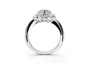 Small-Accent Cluster Halo Engagement Ring Setting for Round Cut Center with Plain Band and Prong Head in Platinum