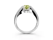 Tension Engagement Ring Setting for Fancy Yellow Oval Center with Wide Tapered Band and Tension Head in Platinum