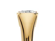 Tension Engagement Ring Setting for Radiant Cut Center with Wide Tapered Band and Tension Head in Yellow Gold