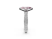 Solitaire Engagement Ring Setting for Fancy Pink Marquise Center with Domed Multi-Row Pave Band and Prong Head in Sterling Silver