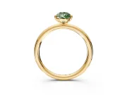 Low-Set Solitaire Engagement Ring Setting for Fancy Green Pear-Shaped Center with Thin Plain Band and Prong Head in Yellow Gold