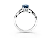 Solitaire Engagement Ring Setting for Fancy Blue Radiant Cut Center with Plain Bypass Twist Band and Prong Head in Sterling Silver