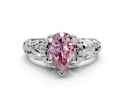 Solitaire Engagement Ring Setting for Fancy Pink Pear-Shaped Center with Filigree Accent Basket and Prong Head in Platinum