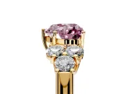 Cluster Engagement Ring Setting for Fancy Pink Heart-Shaped Center with Round Cut Accent Frame and Prong Head in Yellow Gold