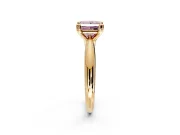 Solitaire Engagement Ring Setting for Fancy Pink Princess Cut Center with Reverse Tapered Band and Prong Head in Yellow Gold