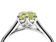 Solitaire Engagement Ring Setting for Fancy Yellow Cushion Cut Center with Cathedral Band and Prong Head in Platinum