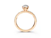 Solitaire Engagement Ring Setting for Marquise Center with Round Cut Pave Band and Prong Head in Rose Gold