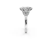 Leaf Cluster Engagement Ring Setting for Marquise Center with Marquise Accents and Prong Head in Sterling Silver