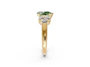 Cluster Engagement Ring Setting for Fancy Green Pear-Shaped Center with Round Cut Accent Frame and Prong Head in Yellow Gold