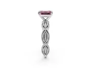 Solitaire Engagement Ring Setting for Fancy Pink Emerald Cut Center with Marquise Panel Band and Prong Head in Platinum