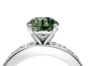 Solitaire Engagement Ring Setting for Fancy Green Round Cut Center with Channel-Set Accents and Prong Head in Sterling Silver