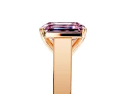 Solitaire Engagement Ring Setting for Fancy Pink Emerald Cut Center with Tapered Split Shoulders and Prong Head in Rose Gold