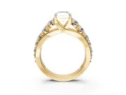 Solitaire Engagement Ring Setting for Radiant Cut Center with Graduated Shared Prongs and Prong Head in Yellow Gold