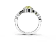 Vintage Station Engagement Ring Setting for Fancy Yellow Oval Center with Accents and Prong Head in Platinum