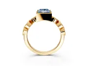 Vintage Station Engagement Ring Setting for Fancy Blue Princess Cut Center with Accents and Prong Head in Yellow Gold