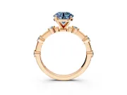 Solitaire Engagement Ring Setting for Fancy Blue Round Cut Center with Bezel Station Band and Prong Head in Rose Gold