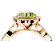 Halo Engagement Ring Setting for Fancy Yellow Round Cut Center with Pave and Plain Twist Band and Prong Head in Rose Gold