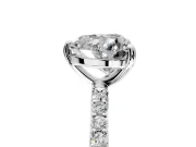 Solitaire Engagement Ring Setting for Heart-Shaped Center with Pave Accents and Prong Head in Platinum