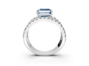 Solitaire Engagement Ring Setting for Fancy Blue Asscher Cut Center with Wide-Open Split Shank and Prong Head in Platinum