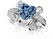 Solitaire Engagement Ring Setting for Fancy Blue Heart-Shaped Center with Twisted Band and Scroll Prong Head in Platinum
