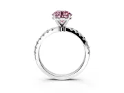 Open Basket Engagement Ring Setting for Fancy Pink Round Cut Center with Pave Band and Prong Head in Platinum