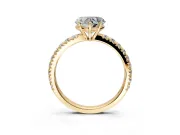 Solitaire Engagement Ring Setting for Heart-Shaped Center with Large Accent Band and Prong Head in Yellow Gold