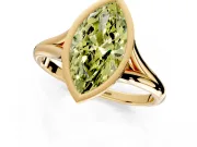 Solitaire Engagement Ring Setting for Fancy Yellow Marquise Center with V Split Shank and Bezel Head in Yellow Gold