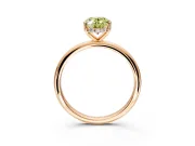 Hidden Halo Engagement Ring Setting for Fancy Yellow Oval Center with Thin Round-Wire Band and Prong Head in Rose Gold