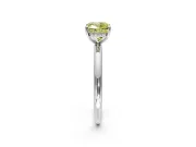 Hidden Halo Engagement Ring Setting for Fancy Yellow Cushion Cut Center with Thin Rounded Band and Prong Head in Platinum