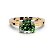 Solitaire Engagement Ring Setting for Fancy Green Heart-Shaped Center with Flat-Sided Plain Band and Prong Head in Yellow Gold