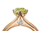 Solitaire Engagement Ring Setting for Fancy Yellow Cushion Cut Center with Milgrain Cathedral Band and Prong Head in Rose Gold