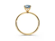 Solitaire Engagement Ring Setting for Fancy Blue Pear-Shaped Center with Straight Thin Band and Prong Head in Yellow Gold