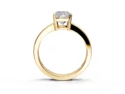 Solitaire Engagement Ring Setting for Cushion Cut Center with Plain Band and Flat Tab Prong Head in Yellow Gold