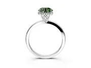 Solitaire Engagement Ring Setting for Fancy Green Round Cut Center with Fine Wire Band and Prong Head in Platinum