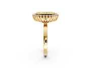 Halo Engagement Ring Setting for Fancy Yellow Radiant Cut Center with Milgrain Bezel Rim, Plain Band and Prong Head in Yellow Gold