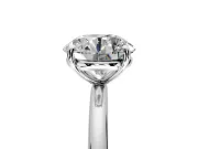 Low-Set Solitaire Engagement Ring Setting for Round Cut Center with Thin Plain Band and Prong Head in Platinum
