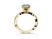 Solitaire Engagement Ring Setting for Fancy Green Asscher Cut Center with Twist Band and Bead Prong Head in Yellow Gold