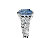 Solitaire Engagement Ring Setting for Fancy Blue Cushion Cut Center with Twisted Pave Split Shank and Prong Head in Sterling Silver